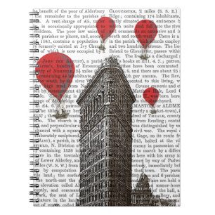 Flat Iron Building and Red Hot Air Balloons Notebook