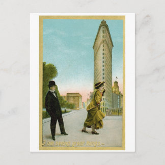 Flat Iron Building, New York Vintage Humour Card
