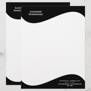 Flat Label Border - Wave black 1 Custom Letterhead