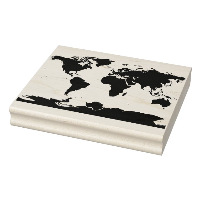 Flat Map of the Earth Rubber Stamp (Stamp)