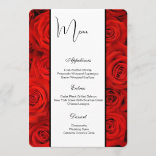 Flat Menu Card-Red Roses