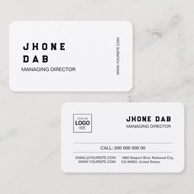 Flat minimal horizontal double-sided business card (Front/Back)