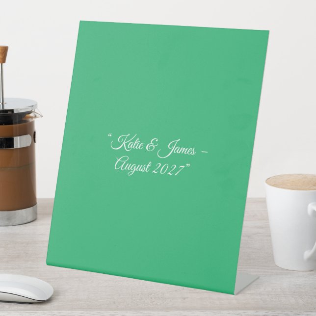 Flat Mint Green Background – Wedding Design Pedestal Sign (In SItu)
