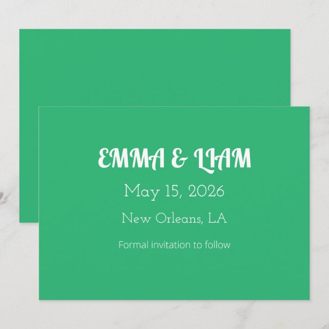Flat Mint Green Background – Wedding Design Save The Date (Front/Back)