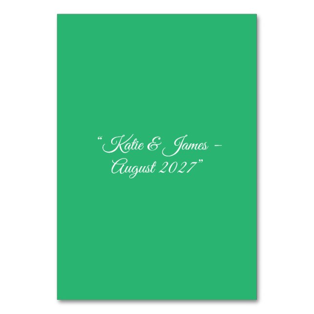 Flat Mint Green Background – Wedding Design Table Number (Front)