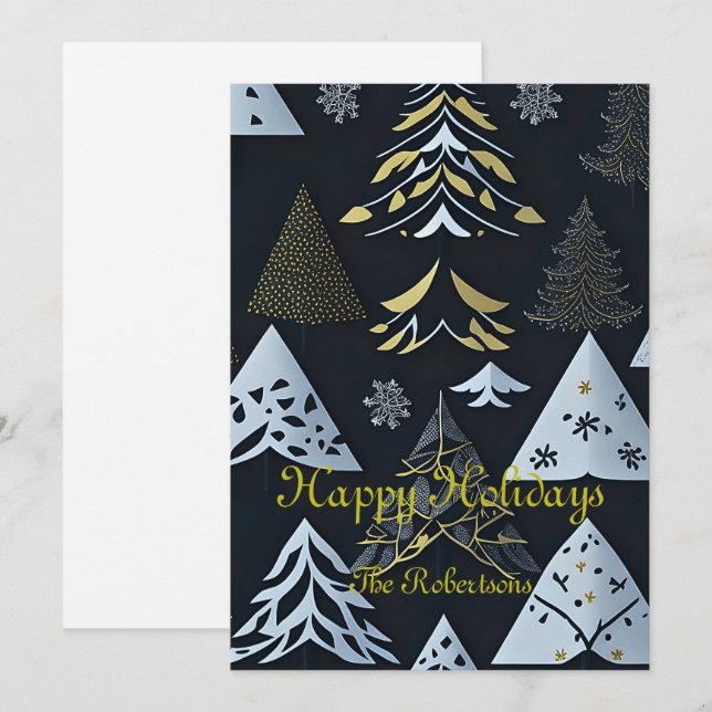 Flat Modern Elegant Holiday Card (Front/Back)
