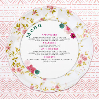 Flat Modern Garden Romance wedding Menu