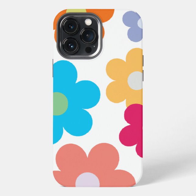 Flat Multi-Coloured Floral Pattern iPhone Case (Back)