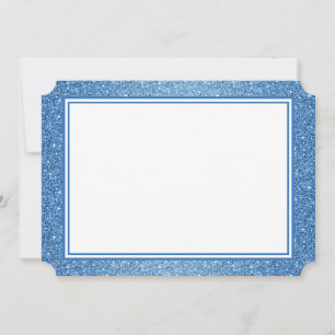 Flat Note Card-Blue Glitter Border Card