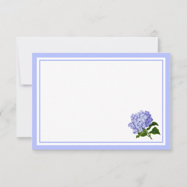Flat Note Card-Blue Hydrangea Card (Front)