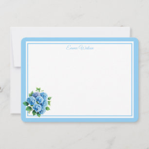 Flat Note Card-Blue Hydrangea Card
