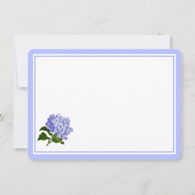 Flat Note Card-Blue Hydrangea Card (Front)