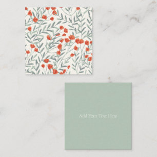 FLAT NOTE CARD : FLORAL : LITTLE RED FLOWERS