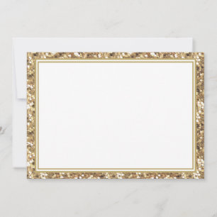 Flat Note Card-Gold Glitter Border Card