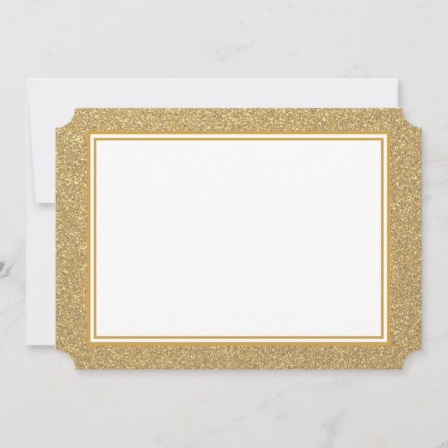 Flat Note Card-Gold Glitter Border Card (Front)