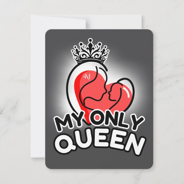 Flat Note Card : My.Only Queen (grey) (Front)