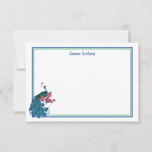 Flat Note Card-Peacock Card