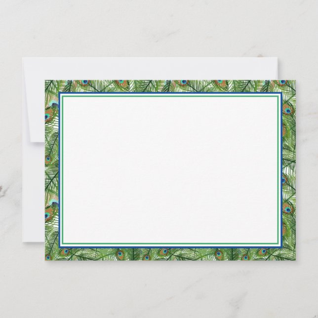 Flat Note Card-Peacock Feathers Card (Front)