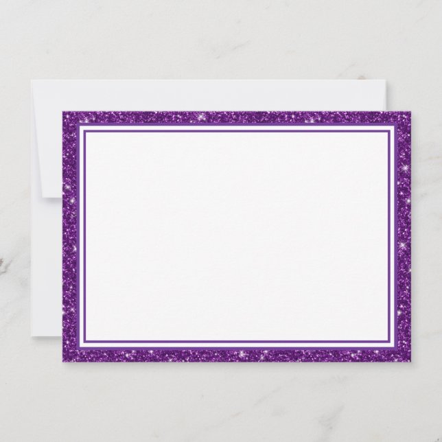 Flat Note Card-Purple Glitter Border Card (Front)
