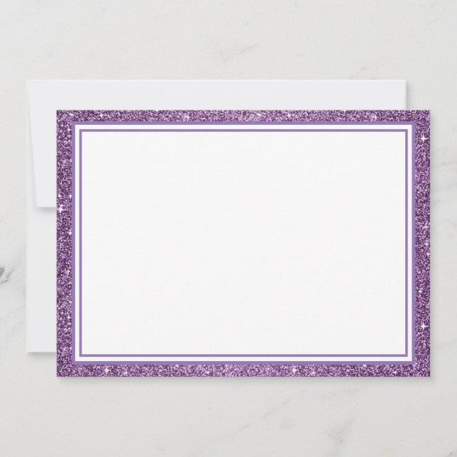 Flat Note Card-Purple Glitter Border Card (Front)