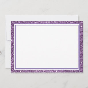 Flat Note Card-Purple Glitter Border Card