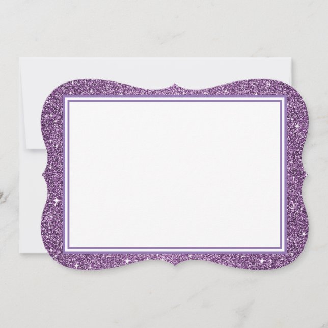 Flat Note Card-Purple Glitter Border Card (Front)