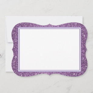 Flat Note Card-Purple Glitter Border Card