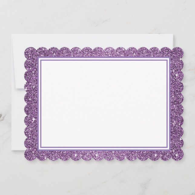 Flat Note Card-Purple Glitter Border Card (Front)