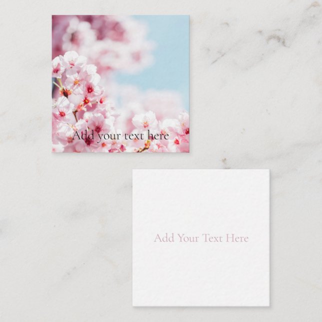 FLAT NOTE CARD : SAKURA : CHERRY BLOSSOMS  (Front/Back)