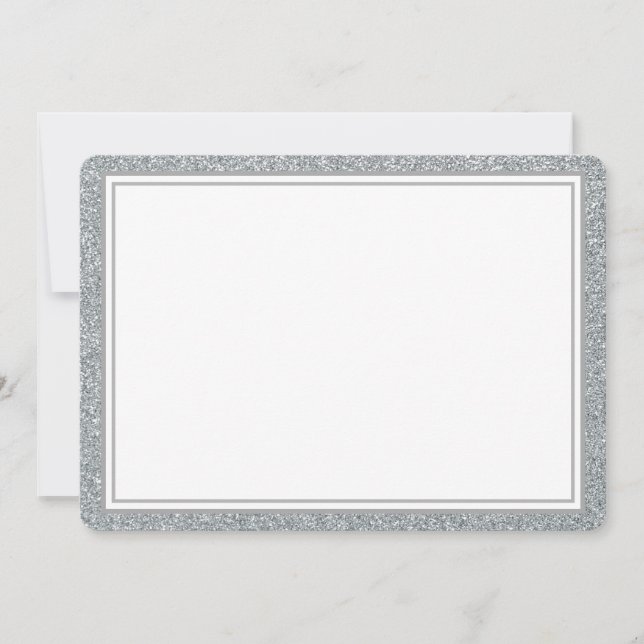 Flat Note Card-Silver Glitter Border Card (Front)
