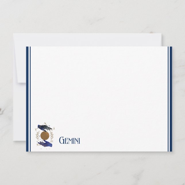 Flat Note Card-Zodiac Gemini Card (Front)