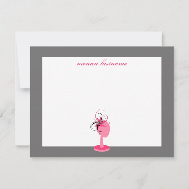 Flat Notecard - Pink & Black Fascinator (Front)