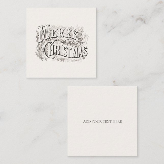 FLAT NOTECARD :  VINTAGE "MERRY CHRISTMAS" (Front/Back)
