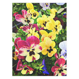 Flat of Pansies Mixed Colors Tablecloth