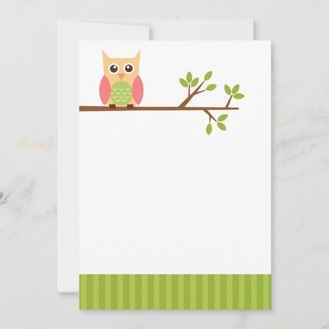 Flat owl note card - cute stationery (Front)
