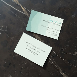 Flat painted green and blue mountains business card