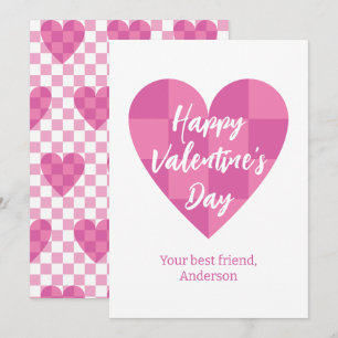 Flat Pink Happy Valentine's Day Holiday Card