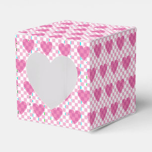 Flat Pink Heart Check Happy Valentine's Day Favour Box