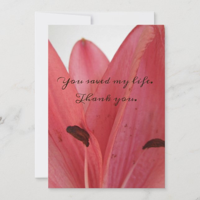 Flat Pink Petals You Saved My Life Card (Front)