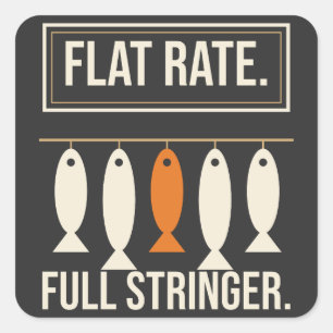 Flat Rate Full Stringer, Flat Rate Tech Fishing Square Sticker