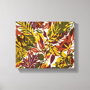 Flat Risograph Autumn Leaves Halloween Poster Canvas Print