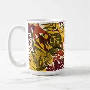 Flat Risograph Autumn Leaves Halloween Poster Coffee Mug