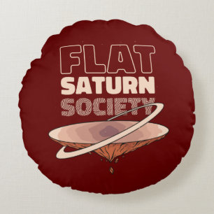 Flat Saturn Society - Science Design Round Cushion