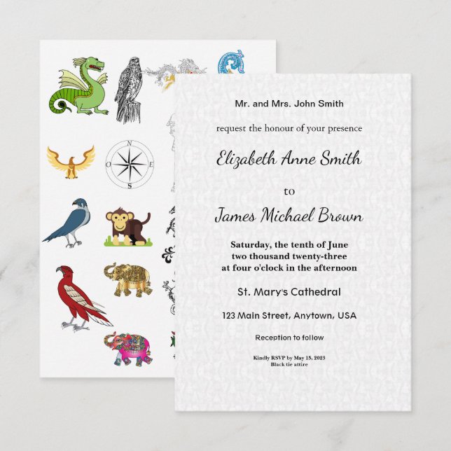 Flat Save Date Cards Wedding Invite Elegant Script (Front/Back)