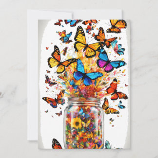 Flat save the date butterfly card