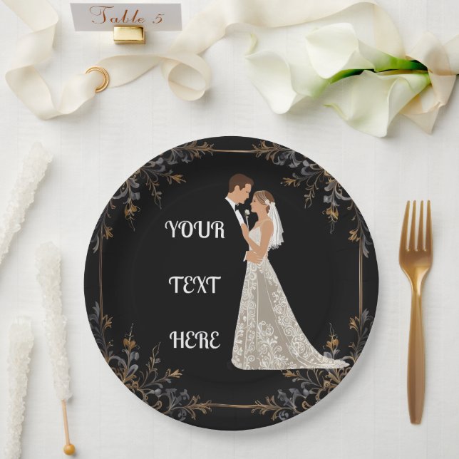 Flat Save The Date Card Paper Plate (Wedding)