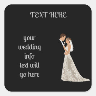 Flat Save The Date Card Square Sticker