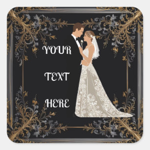 Flat Save The Date Card Square Sticker