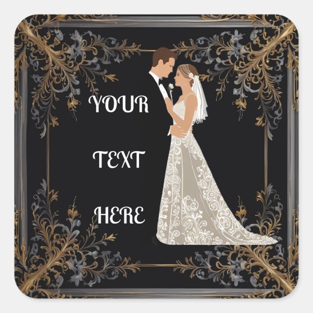 Flat Save The Date Card Square Sticker (Front)