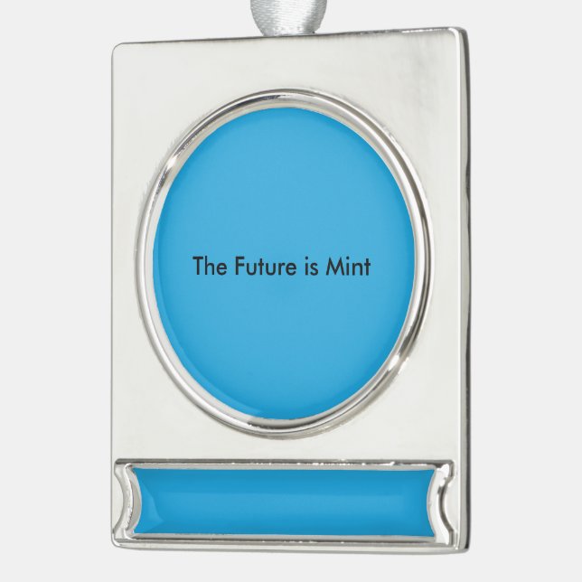 Flat Sky Blue Background for Web & Print Silver Plated Banner Ornament (Left)